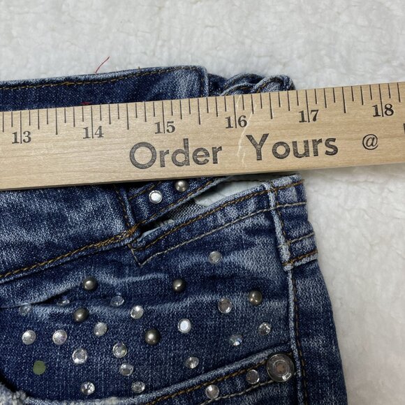 Mudd Jeans Delicious Curves Womens Sz 13 Blue Flare Leg Mid Rise Rhinestones - Picture 6 of 12